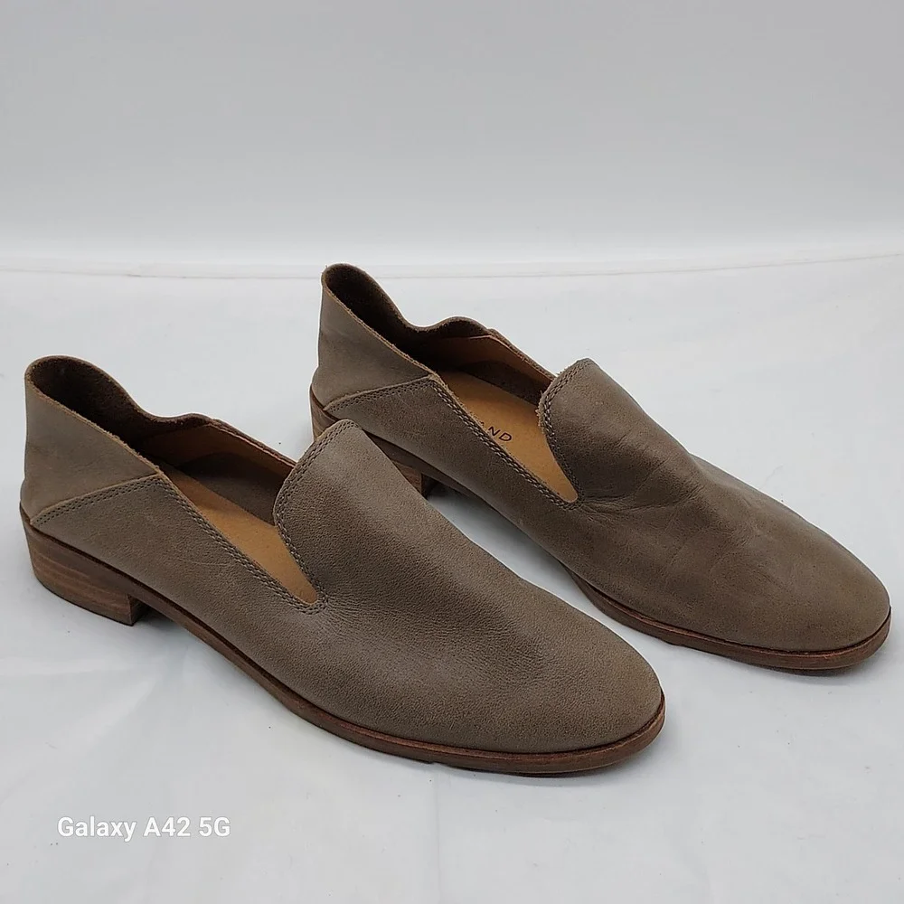 Lucky‎ Brand Cahill Taupe Leather Loafers Slip On Flats Womens 8 M LK-CAHILL